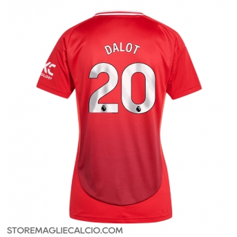 Manchester United Diogo Dalot #20 Maglia Gara Casa Repliche 2024-25 Donna Maniche Corte